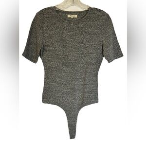 Madewell Thong Bodysuit Women’s Medium Crewneck Short-Sleeve In Heather Smoke